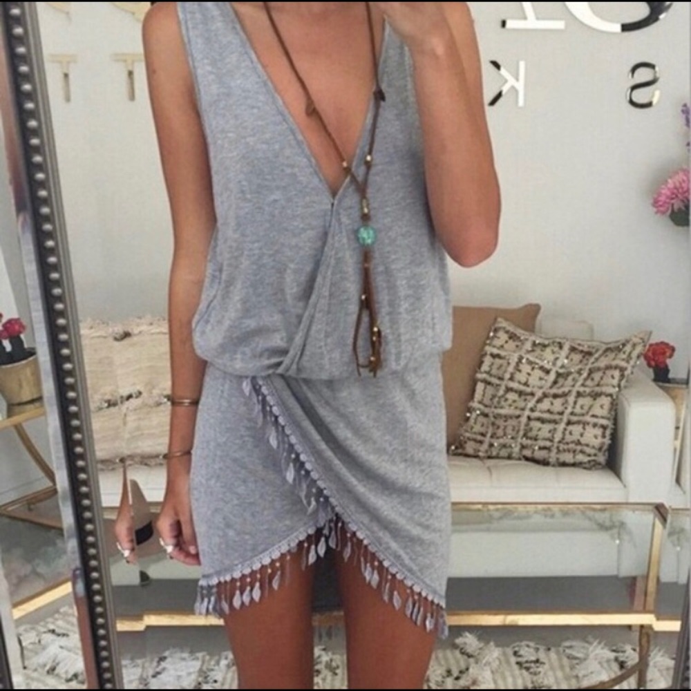 Fringe summer wrap dress